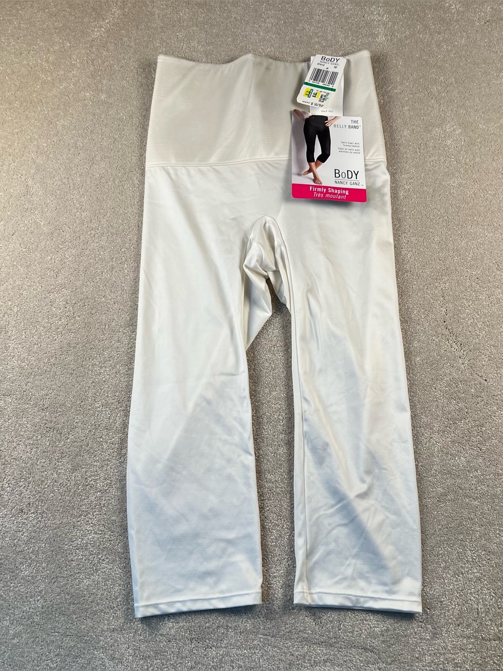 Nancy Ganz Body The Belly Band Shapewear Satin Capri Tummy Control Cream NWT Lg
